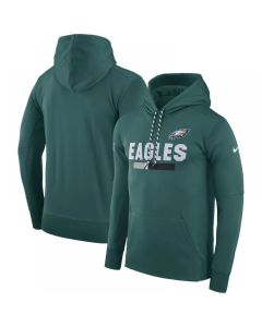 Men's Philadelphia Eagles Green Sideline Team Name Performance Pullover Hoodie