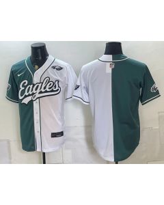 Men's Philadelphia Eagles Green Split Cool Base Stitched Baseball Jersey (Green)