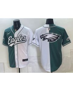 Men's Philadelphia Eagles Green Split Cool Base Stitched Baseball Jersey (Style 3)
