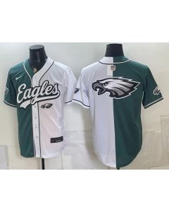 Men's Philadelphia Eagles Green Split Cool Base Stitched Baseball Jersey (Style 5)