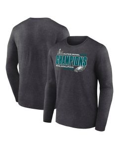 Men's Philadelphia Eagles Heather Charcoal Super Bowl LIX Champions Big & Tall Under The Lights Long Sleeve T-Shirt (Charcoal)
