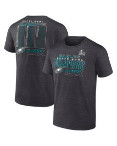 Men's Philadelphia Eagles Heather Charcoal Super Bowl LIX Champions Roster T-Shirt (Charcoal)