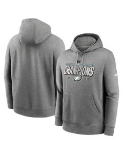 Men's Philadelphia Eagles Heather Gray 2024 NFC Champions Locker Room Trophy Pullover Hoodie (Gray)