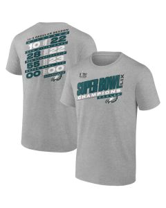 Men's Philadelphia Eagles Heather Gray Super Bowl LIX Champions Counting Points Score T-Shirt (Gray)