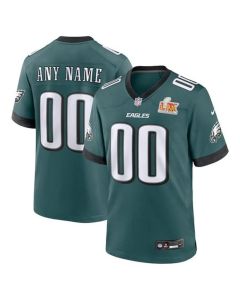 Men's Philadelphia Eagles Midnight Green Super Bowl LIX Custom Game Jersey