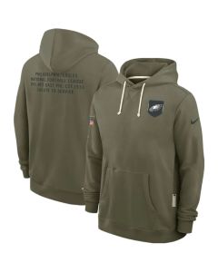 Men's Philadelphia Eagles Olive 2025 Salute to Service Pullover Hoodie (Olive)