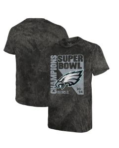 Men's Philadelphia Eagles Threads Black Super Bowl LIX Champions Mineral Wash T-Shirt (Black)
