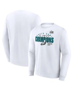 Men's Philadelphia Eagles White Super Bowl LIX Champions Iconic Victory Fleece Sweatshirt (White)