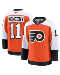 Men's Philadelphia Flyers #11 Travis Konecny Burnt Orange Home Premium Jersey