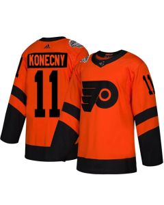 Men's Philadelphia Flyers #11 Travis Konecny Orange 2019 NHL Stadium Series Stitched Jersey