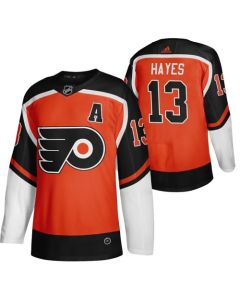Men's Philadelphia Flyers #13 Kevin Hayes 2021 Orange Reverse Retro Stitched Jersey