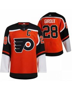 Men's Philadelphia Flyers #28 Claude Giroux 2021 Orange Reverse Retro Stitched Jersey