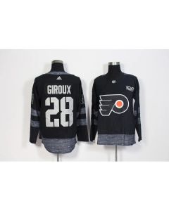 Men's Philadelphia Flyers #28 Claude Giroux Black 1917-2017 100th Anniversary Stitched NHL Jersey (Black)