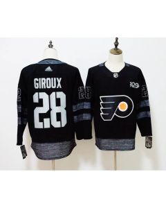 Men's Philadelphia Flyers #28 Claude Giroux Black 1917-2017 100th Anniversary Stitched NHL Jersey