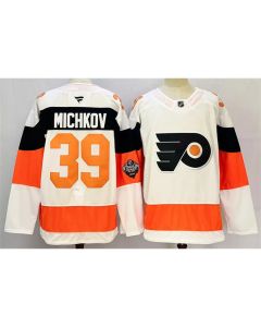 Men's Philadelphia Flyers #39 Matvei Michkov White 2024-25 With A Patch Stitched Jersey