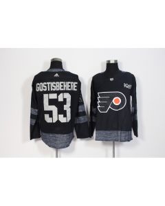 Men's Philadelphia Flyers #53 Shayne Gostisbehere Black 1917-2017 100th Anniversary Stitched NHL Jersey