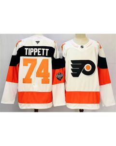 Men's Philadelphia Flyers #74 Owen Tippett White 2024-25 With A Patch Stitched Jersey