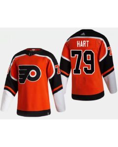 Men's Philadelphia Flyers #79 Carter Hart 2021 Orange Reverse Retro Stitched Jersey