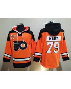 Men's Philadelphia Flyers #79 Carter Hart Orange Ageless Must-Have Lace-Up Pullover Hoodie
