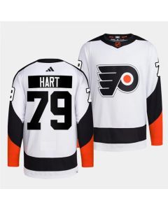Men's Philadelphia Flyers #79 Carter Hart White 2022 Reverse Retro Stitched Jersey