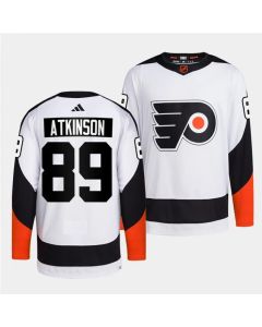 Men's Philadelphia Flyers #89 Cam Atkinson White 2022 Reverse Retro Stitched Jersey
