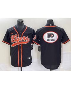 Men's Philadelphia Flyers Black Team Big Logo Cool Base Stitched Baseball Jersey