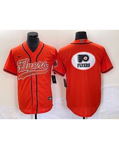 Men's Philadelphia Flyers Orange Team Big Logo Cool Base Stitched Baseball Jersey