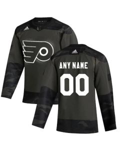 Men's Philadelphia Flyers White Custom Name Number Size Black Camo NHL Stitched Jersey