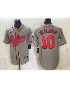 Men's Philadelphia Phillies #10 J.T. Realmuto Gray Cool Base Stitched Baseball Jersey (Gray)