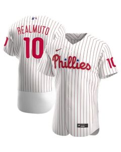 Men's Philadelphia Phillies #10 J.T. Realmuto White Flex Base Stitched Jersey (White)