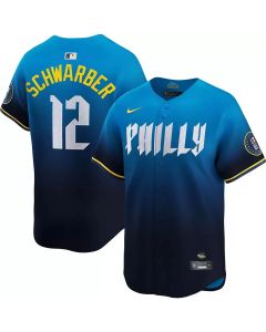Men's Philadelphia Phillies #12 Kyle Schwarber Blue 2024 City Connect Limited Player Jersey