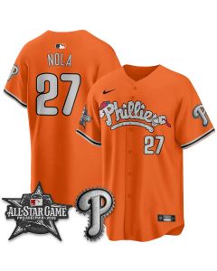 Men's Philadelphia Phillies #27 Aaron Nola Orange 2026 MLB All-Star Jersey (Orange)