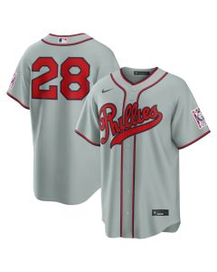 Men's Philadelphia Phillies #28 Alec Bohm Gray 2026 Field of Dreams Stadium Jersey (Gray)