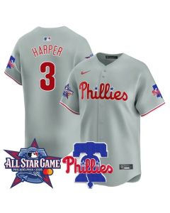 Men's Philadelphia Phillies #3 Bryce Harper Gray 2026 MLB All-Star Jersey (Gray)
