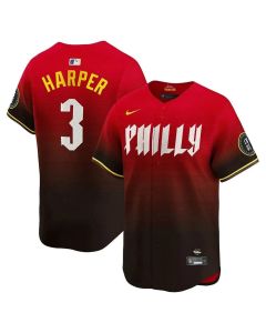 Men's Philadelphia Phillies #3 Bryce Harper Red 2024 City Connect Limited Player Jersey (Red)