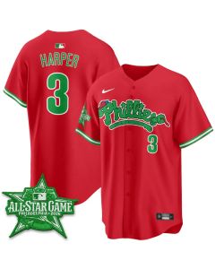 Men's Philadelphia Phillies #3 Bryce Harper Red 2026 MLB All-Star Jersey (Style 2)