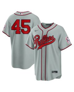Men's Philadelphia Phillies #45 Zack Wheeler Gray 2026 Field of Dreams Stadium Jersey (Gray)