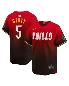 Men's Philadelphia Phillies #5 Bryson Stott Red 2024 City Connect Limited Stitched Jersey (Red)