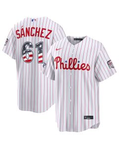 Men's Philadelphia Phillies #61 Cristopher Sanchez White 2026 All-Star Edition Stars & Stripes Stadium Jersey (White)