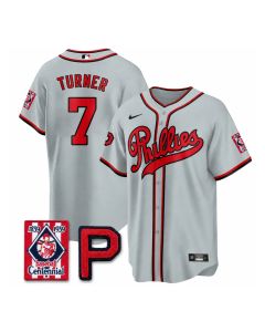 Men's Philadelphia Phillies #7 Trea Turner Gray Stitched Baseball Jersey (Gray)