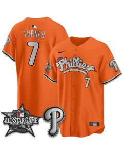 Men's Philadelphia Phillies #7 Trea Turner Orange 2026 MLB All-Star Jersey (Orange)