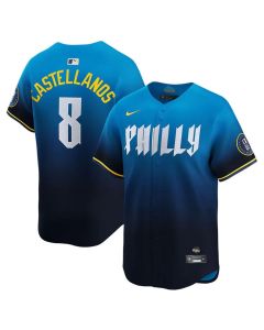 Men's Philadelphia Phillies #8 Nick Castellanos Blue 2024 City Connect Limited Stitched Jersey (Blue)