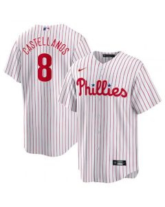 Men's Philadelphia Phillies #8 Nick Castellanos White Cool Base Stitched Jersey (White)