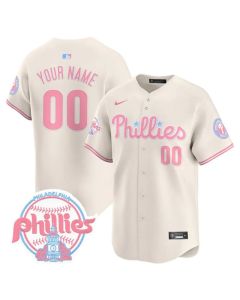 Men's Philadelphia Phillies Bubblegum Cream Vapor Premier Limited Stitched Custom Jersey (Cream)