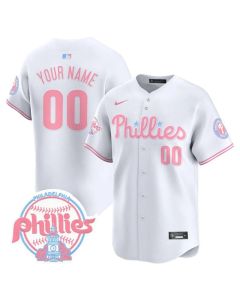 Men's Philadelphia Phillies Bubblegum White Vapor Premier Limited Stitched Custom Jersey (White)