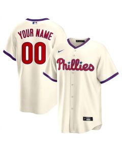 Men's Philadelphia Phillies Cream Cool Base Stitched Custom Jersey (Cream)