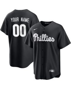 Men's Philadelphia Phillies Custom Black Lights Out Replica Jersey (Black)