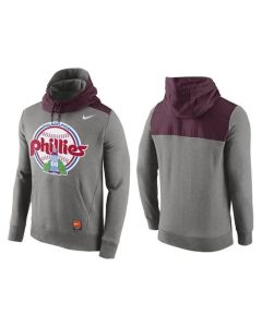Men's Philadelphia Phillies Gray Cooperstown Collection Hybrid Pullover Hoodie
