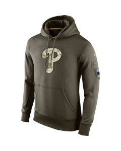 Men's Philadelphia Phillies Olive Salute To Service KO Performance Hoodie