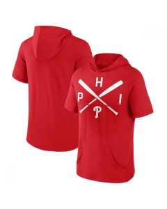 Men's Philadelphia Phillies Red Short Sleeve Pullover Hoodie (Red)